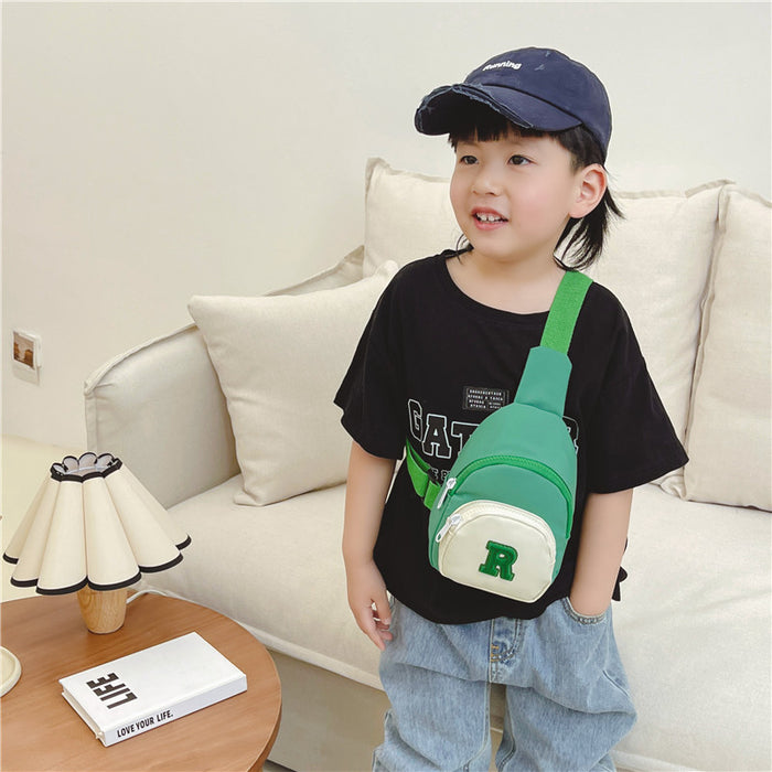 Wholesale Children's bag, letter contrasting chest bag, stylish baby change, nylon crossbody bag
