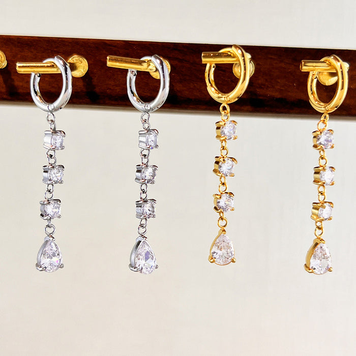 Wholesale Stainless Steel Gold Water Drop Statemente Earrings