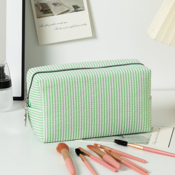 Wholesale Solid Color Clutch Seersucker Large-Capacity Toiletry Cosmetic Bag