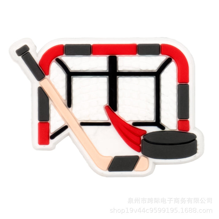 Wholesale Cave shoe flower buckle sports classic ice hockey fun cartoon upper PVC drip plastic decorative buckle detachable accessory