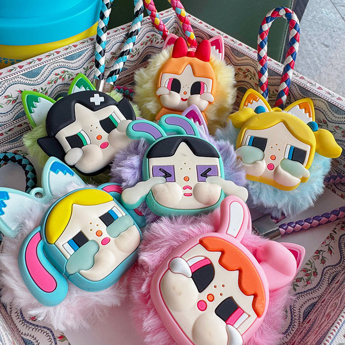 Wholesale Cartoon Plush Leather Lanyard Bag Pendant Girl Heart Big Head Doll Plush Keychain Doll Pendant