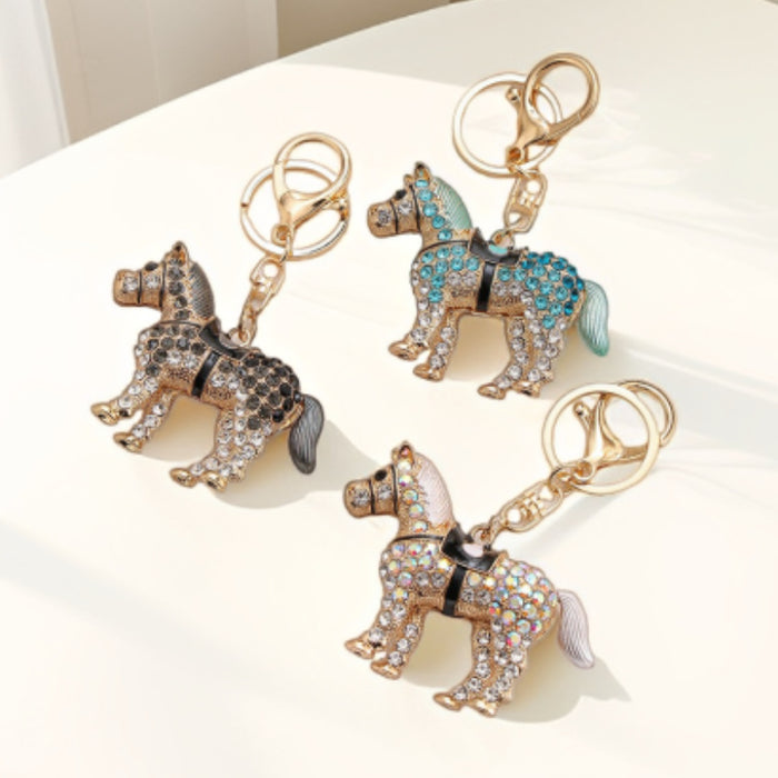 Wholesale Diamond Pony Keychain Alloy Animal Pendant Bag Key Pendant