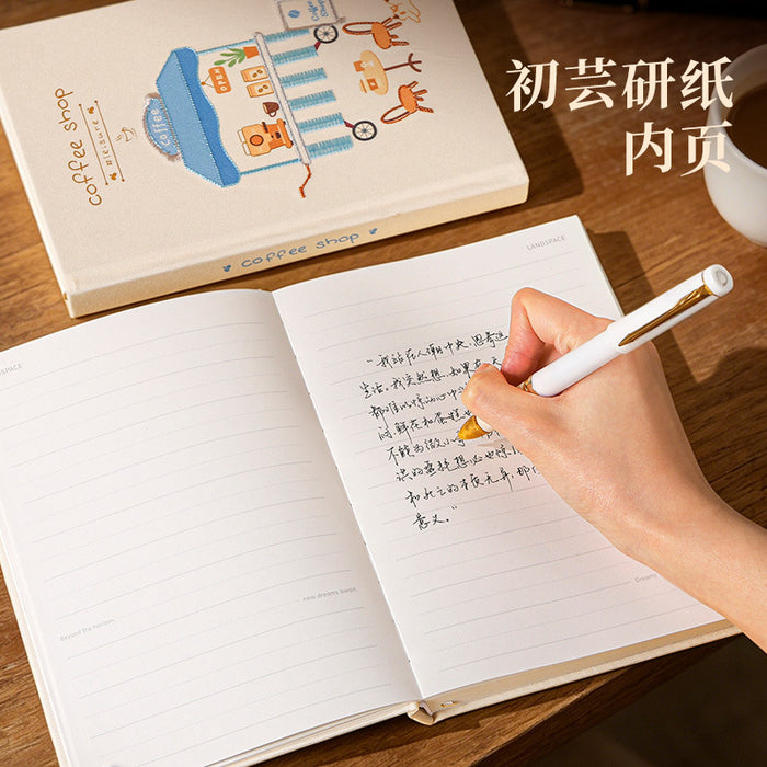 Wholesale Coffee House Embroidered Cloth Hardcover Notebook Design Journal