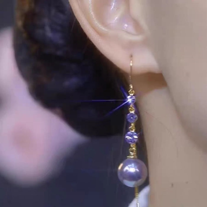 Wholesale Small and niche design, long diamond studded pearl earrings, simple and fashionable, versatile earrings