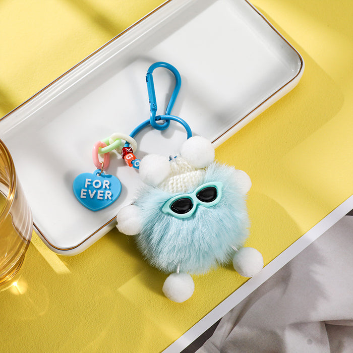 Wholesale Cute pet small bristle monster doll pendant anti-lost keychain schoolbag plush ornaments super cute gift