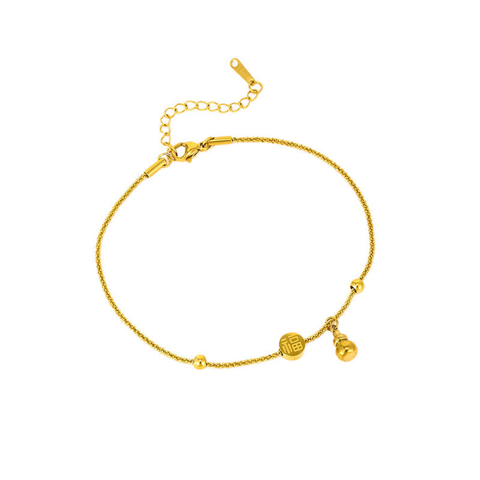 Wholesale Gourd-shaped titanium steel " Fu"  character foot ornament