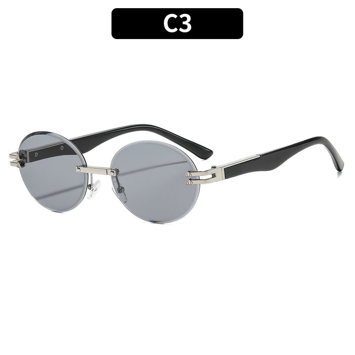 Wholesale Rimless Gold Frame Round Sunglasses UV400 Trendy Street Style for Women