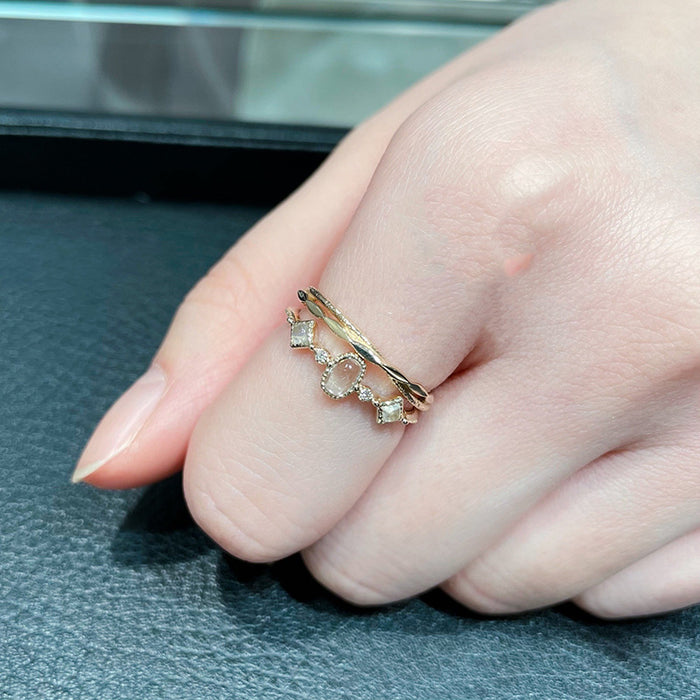 Wholesale Light luxury pure silver gold-plated olivine inlaid ring