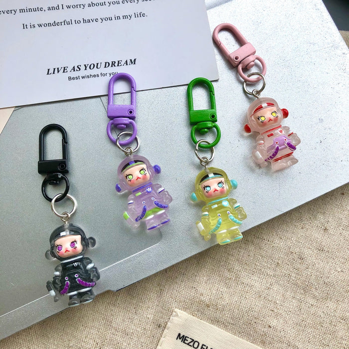 Wholesale Cute cartoon night light bubble astronaut keychain pendant accessory gift car hanging accessory