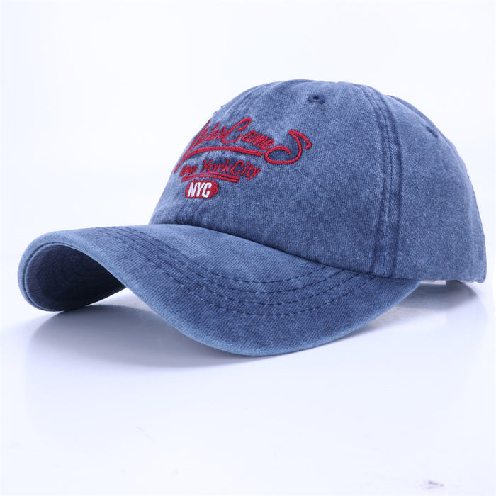 Wholesale Washed cotton baseball cap, retro casual sports duckbill cap, embroidered letter men's and women's hats