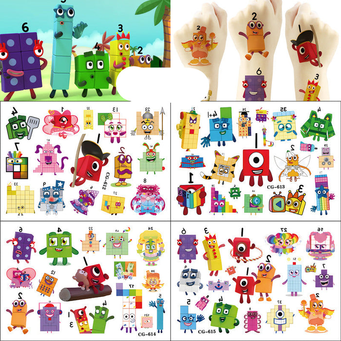 Wholesale Digital Building Blocks Tattoo Decorative Stickers