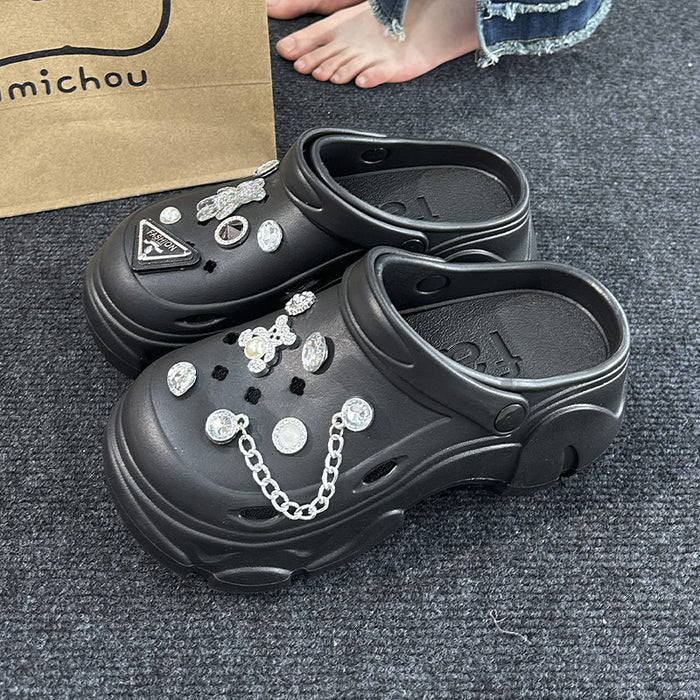 Wholesale platform sandals clogs DIY diamond embellished sandals clogs closed toe sandals clogs