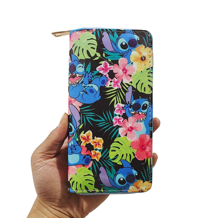 Wholesale Anime Cartoon Stitch PU Long Zipper Wallet 1928 Stitch Wallet Printed Clutch JDC-WT-DengX004