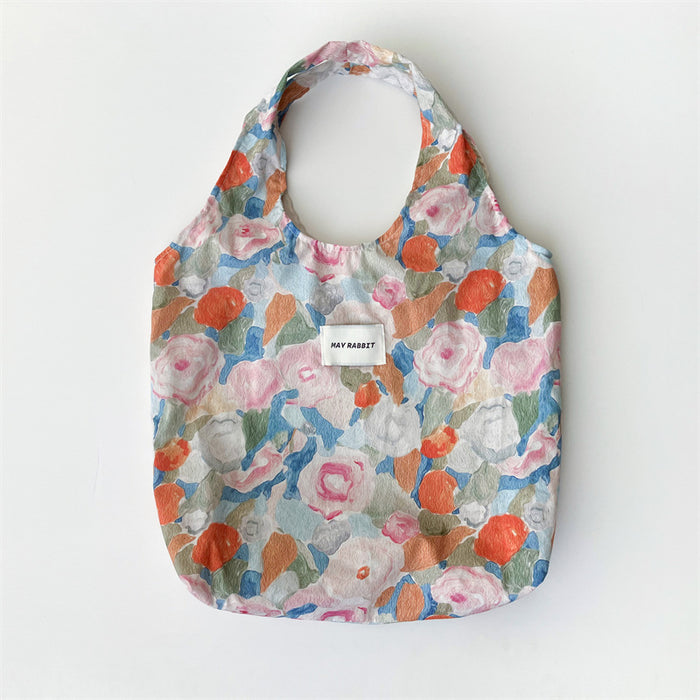 Wholesale Retro oil painting flower canvas bag casual shoulder bag cloth bag hand-held large bag vest bag