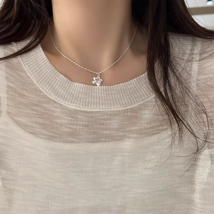 Wholesale pink zirconium star necklace women's clavicle chain