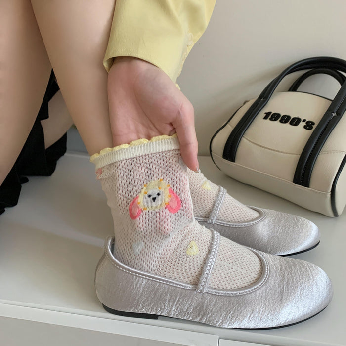 Wholesale Cartoon mesh breathable mid tube socks, cute socks