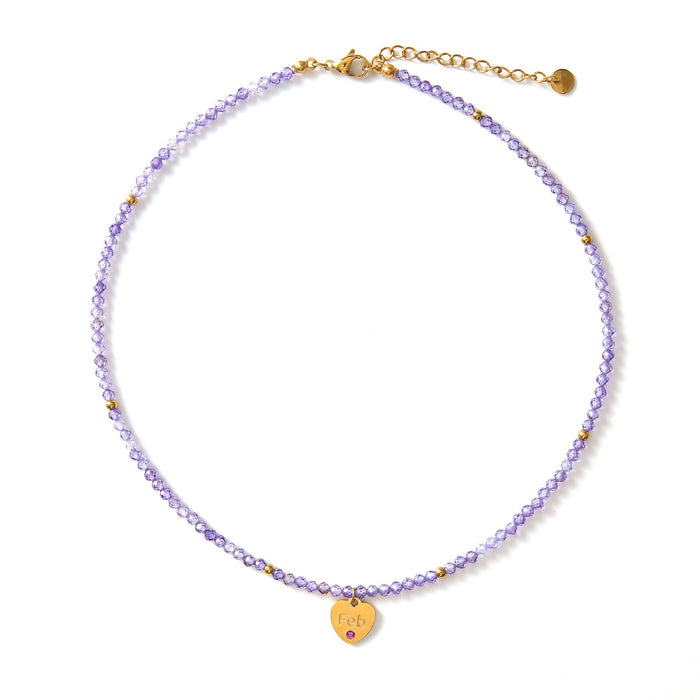 Wholesale New personalized multi-faceted natural stone necklace with stainless steel heart and diamond necklace color preservation