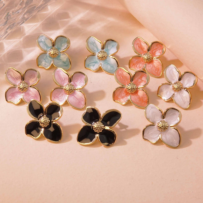 Wholesale Retro Palace Flower Titanium Steel Earrings JDC-ES-JW004