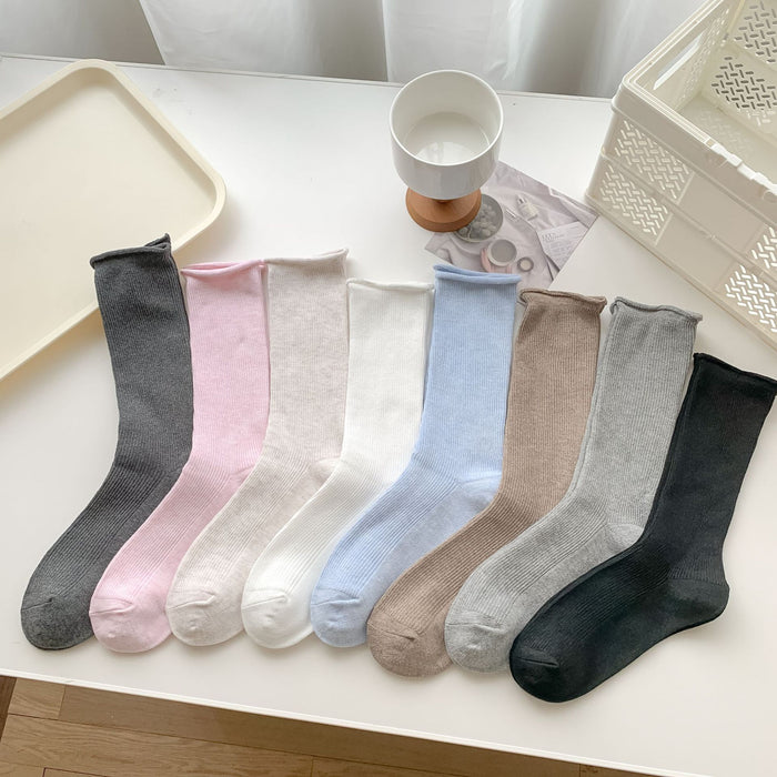 Wholesale Curled edge socks, mid tube socks, long tube socks, stacked socks