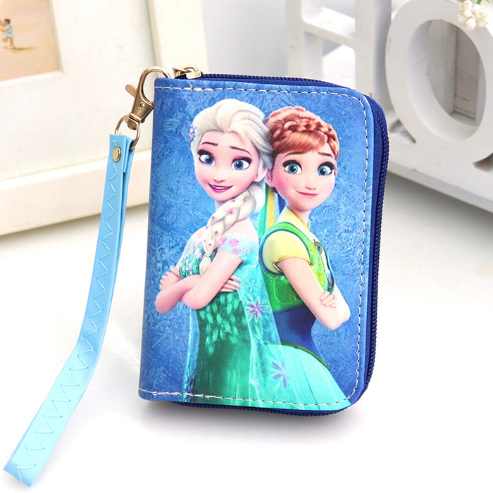 Wholesale fresh cartoon princess children's girls short portable coin purse