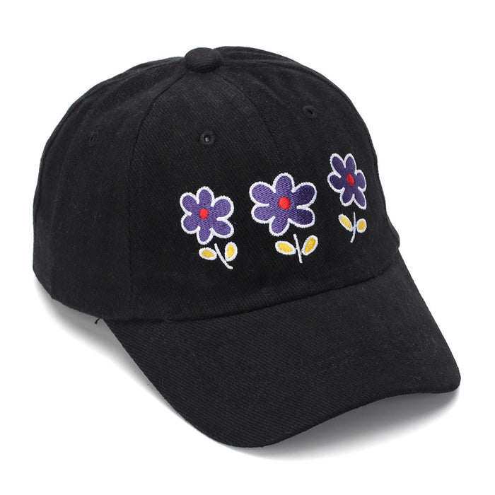 Wholesale Embroidered Flower Baseball Cap for Girls - Trendy Sun Hat with Curved Brim