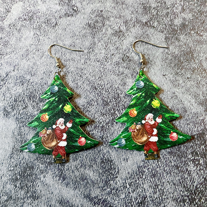 Wholesale Christmas earrings leather Christmas Tree Holiday earrings