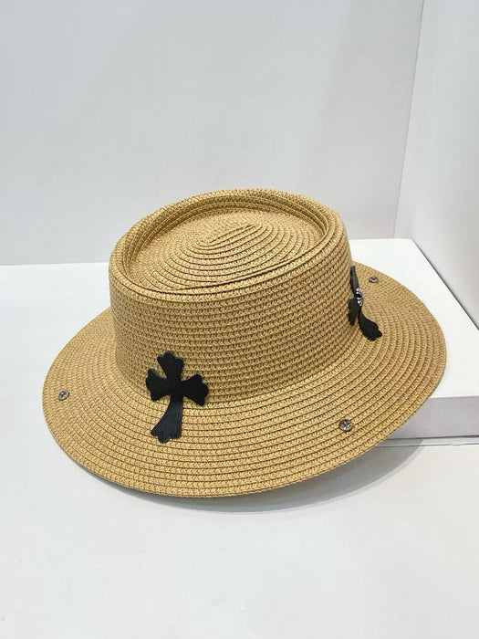 Wholesale Personalized straw hat, outdoor travel vacation sun hat, beach hat, sun protection flat top hat