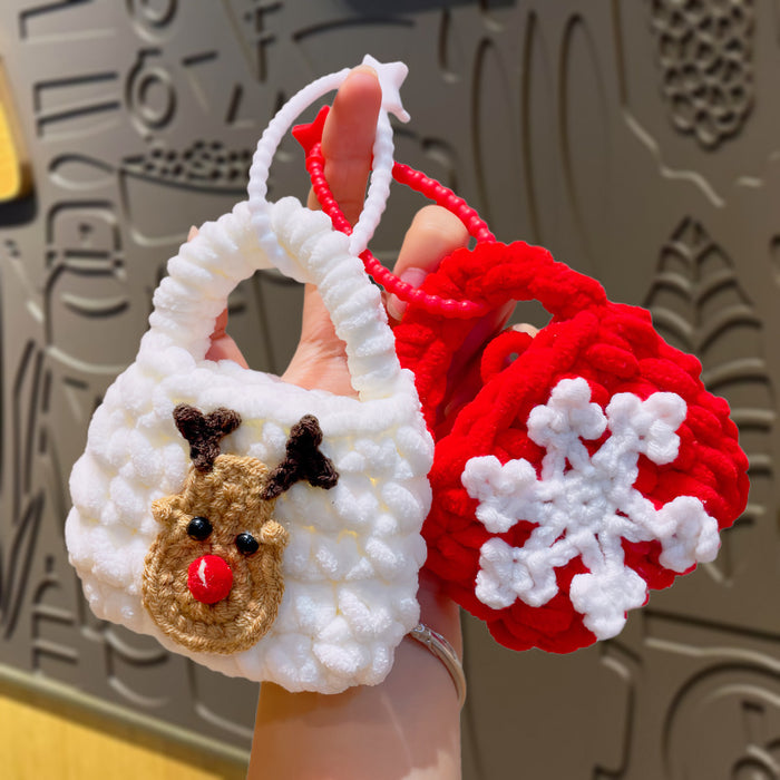 Wholesale Christmas hand-woven wool bag,  earphone bag,  mini coin purse,   pendant