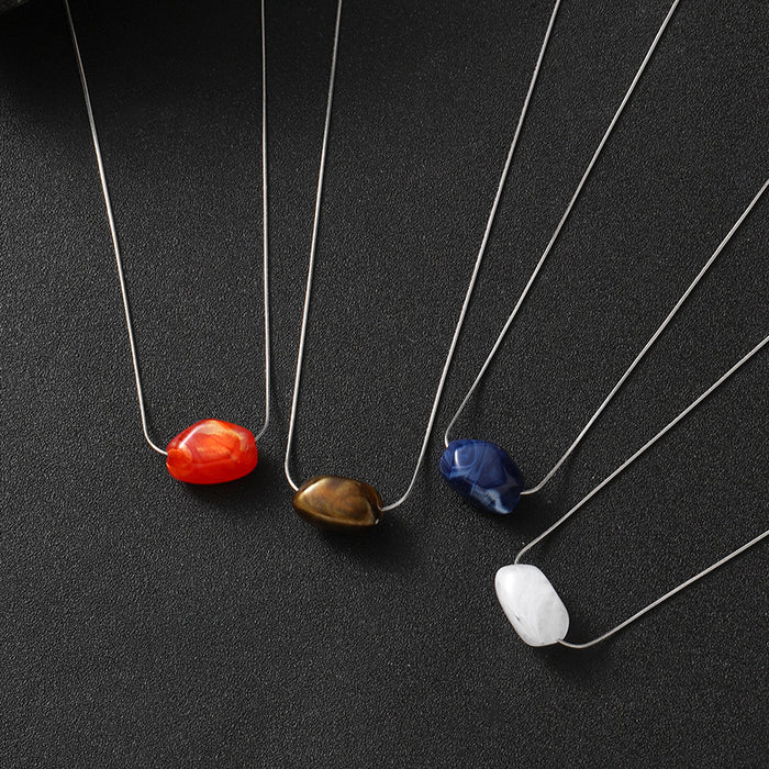 Wholesale Simple and versatile stainless steel snake bone chain with acrylic beads