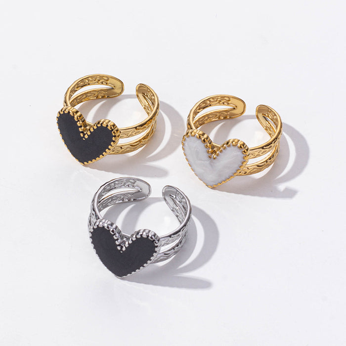 Wholesale Stainless steel fashion versatile heart opening cold style simple ring jewelry