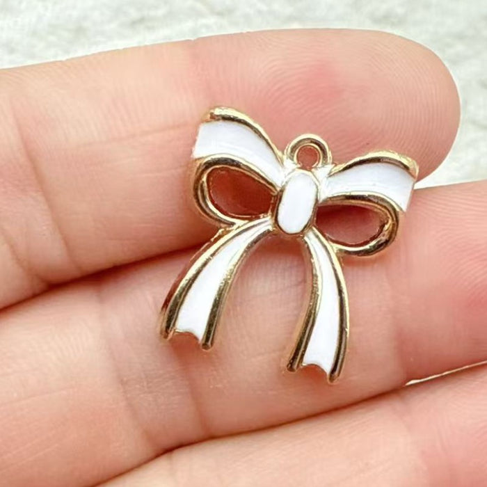 Wholesale 10pcs 3D Bow Tie DIY Alloy Enamel Accessories Keychain Necklace Pendantace Pendant