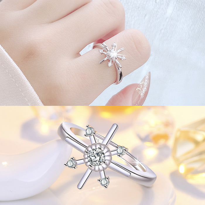 Wholesale Cross ring, niche, light luxury design, adjustable diamond ring, women's accessory