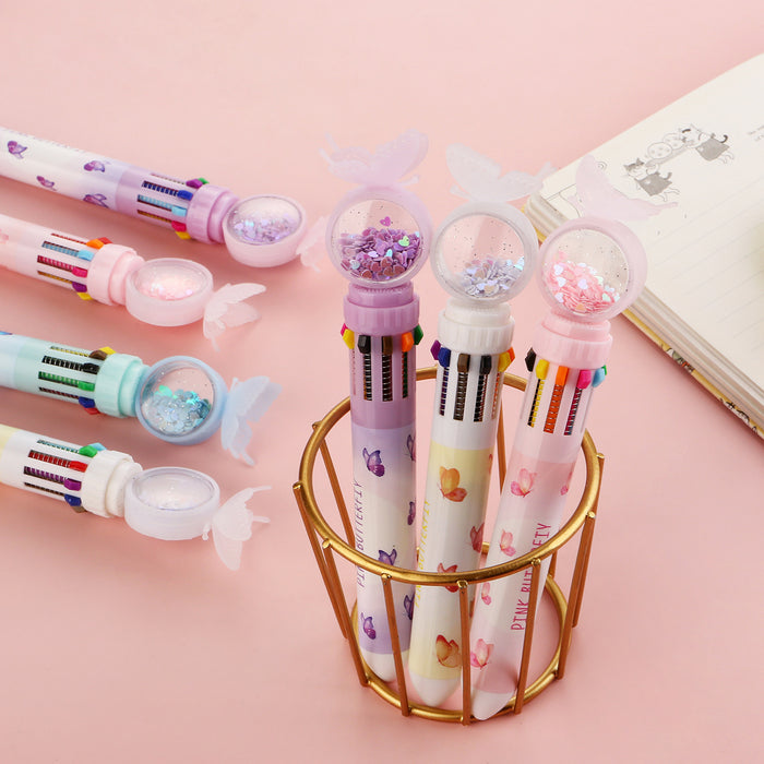 Wholesale Butterfly Sequin Ten-Color Ballpoint Pen