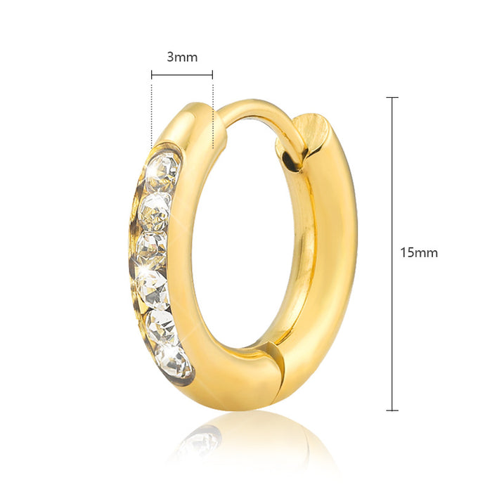 Wholesale Round micro inlaid zircon stainless steel earrings for women with a light luxury temperament, titanium steel ear buckles, versatile earrings