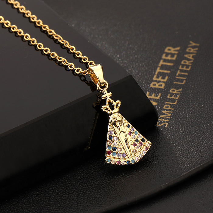 Wholesale Copper Micro-Inlaid Colored Zircon Pendant Necklace JDC-NE-ShangY033