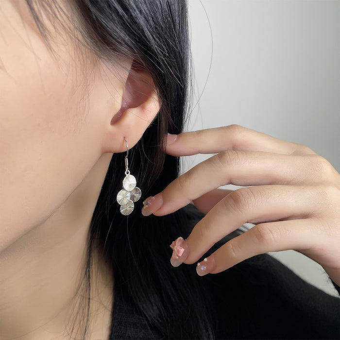 Wholesale Earring temperament, niche pleated design, ear suspension, personalized smooth round tassel ear hook