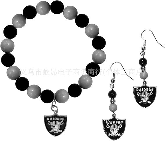 Wholesale Football Colored Candy Acrylic Bead Bracelet Earring Set