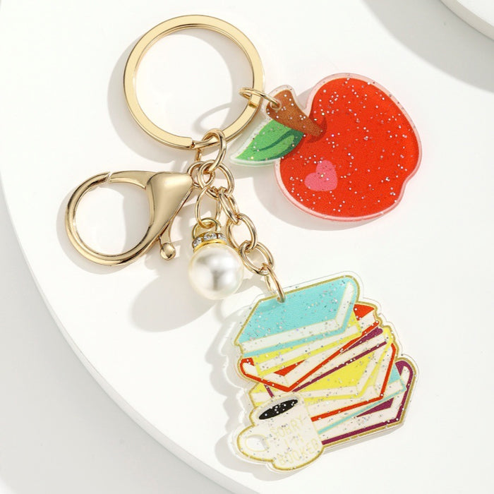 Wholesale Acrylic Pearl Apple Keychain