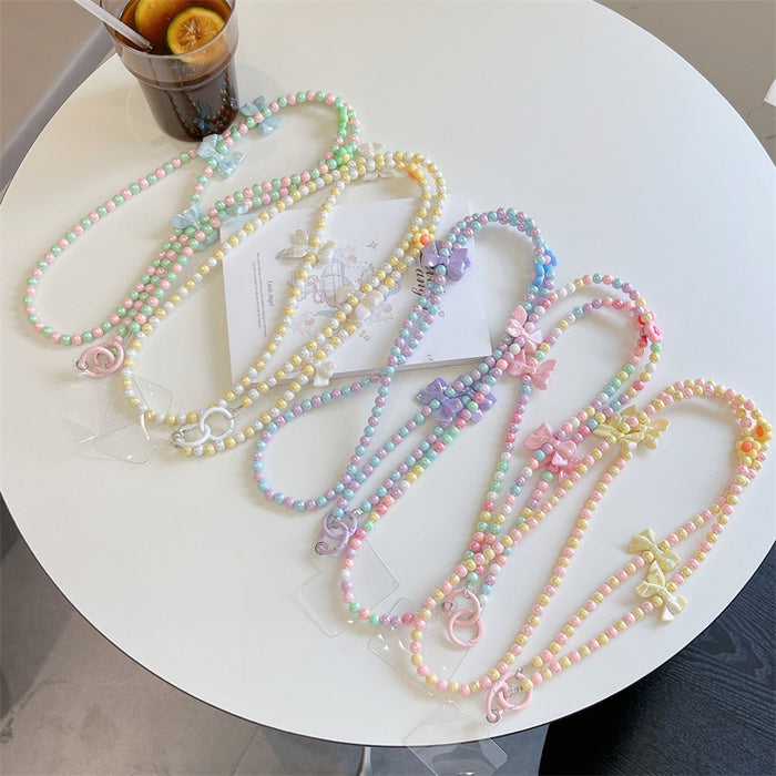 Wholesale Jewelry phone case bracelet long hanging chain high-end bow DIY handmade jewelry pearl women's chain accessories wholesale