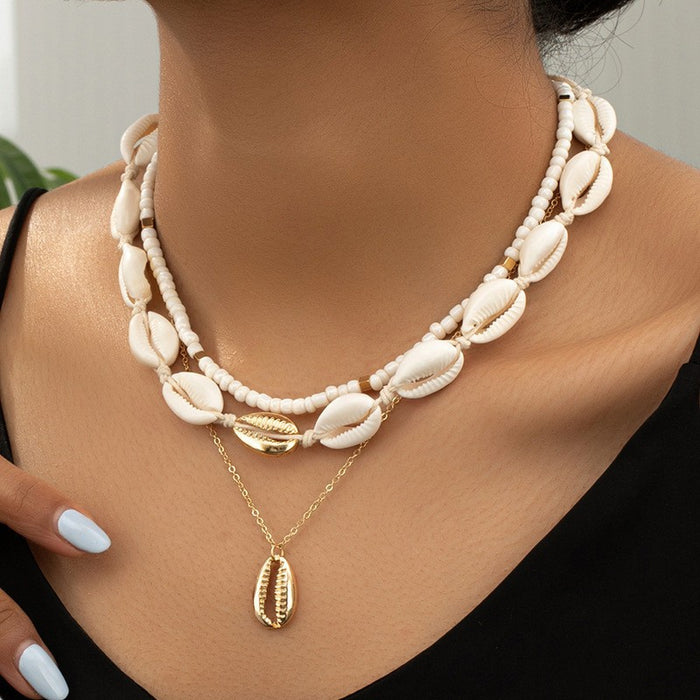 Wholesale Natural Shell Necklace Women Beaded Light Luxury Necklace Bohemian Niche Design