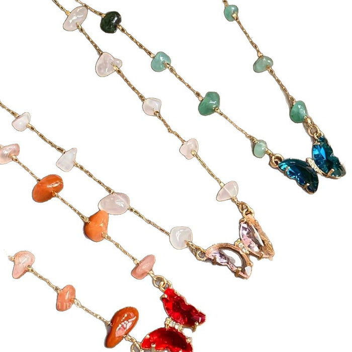 Wholesale Dopamine Ethnic Style Colorful Beaded Butterfly Pendant Necklace MOQ≥2