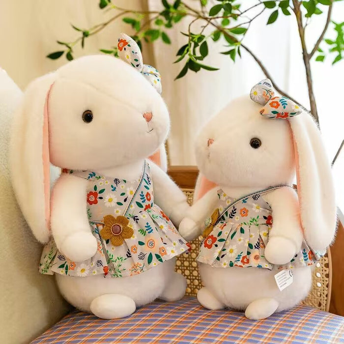 Wholesale Cute Rural Rabbit Plush Toy Floral Skirt JDC-DO-MW022