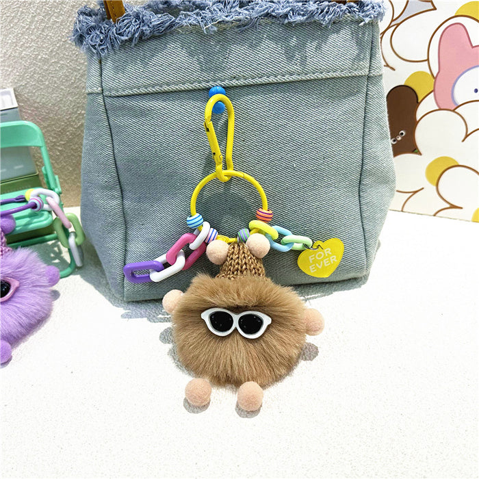 Wholesale Cartoon Plush Briquette Keychain Colorfulful Cute Doll Student School Bag Pendant Key Chain Pendant Small Gift