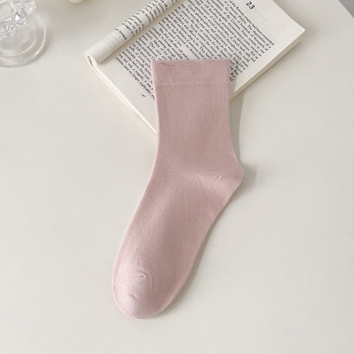 Wholesale Pure cotton boneless socks, children's mid tube socks, loose mouth solid color stacking socks