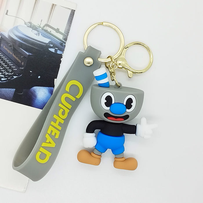 Wholesale cartoon teacup head big adventure key chain pendant bag car key chain accessories