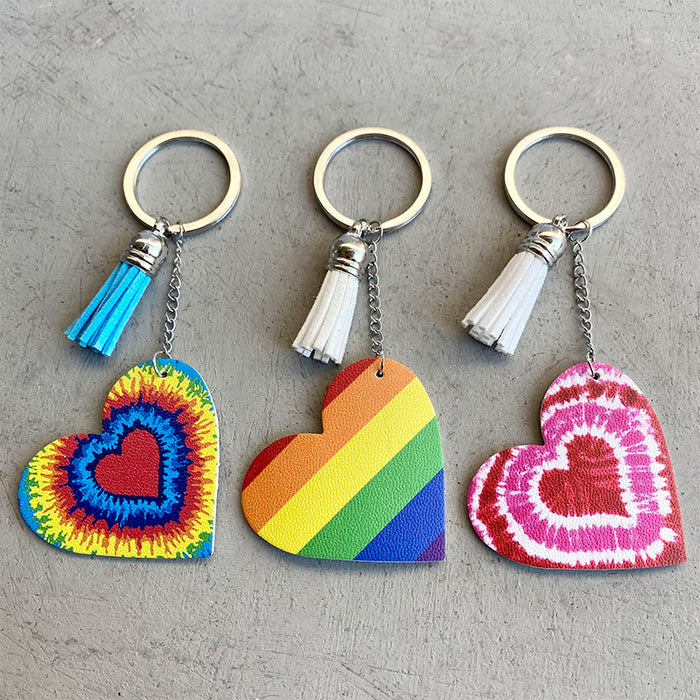 Wholesale Alloy LGBT Color Striped Love Keychain JDC-KC-HeYi023