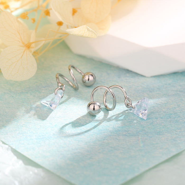 Wholesale Sparkling zircon screw earrings with simple and fashionable design, rotating geometric bead earrings, and ear bone studs