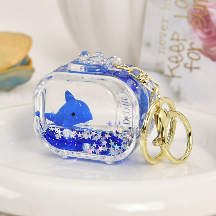 Wholesale Acrylic Ocean-Themed Floating Clownfish Oil-Filled Quicksand Keychain