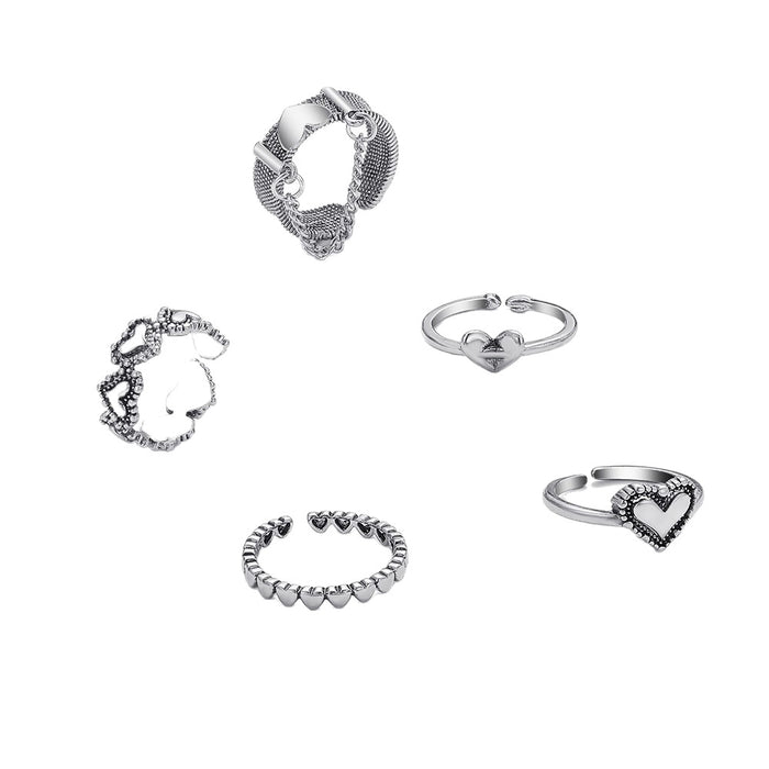 Wholesale Love Opening Ring Set, Five Piece Set, Personalized, Niche, High End, Hand Accessories