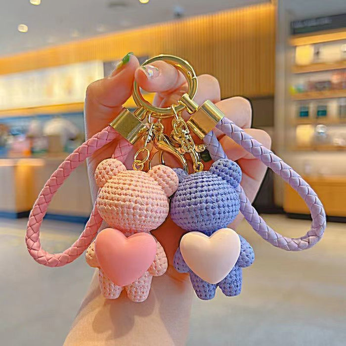 Wholesale  Bear Couple Key Chain Doll Cute Cartoon Bag Pendant Car Key Chain Pendant